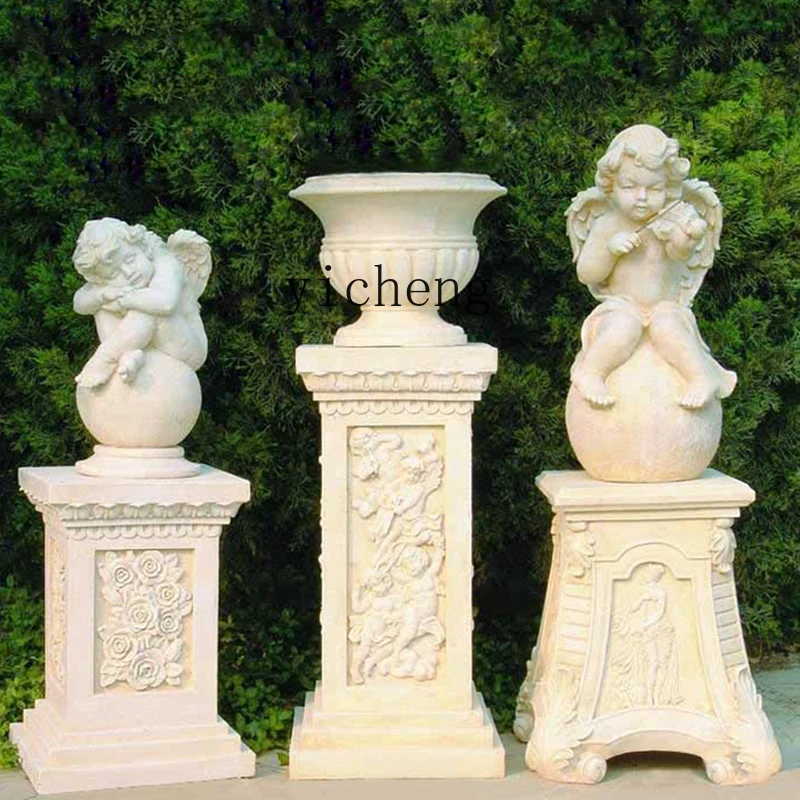 FZ  European base, courtyard flower stand, balcony ornament, oil painting texture decorative props, Roman column model