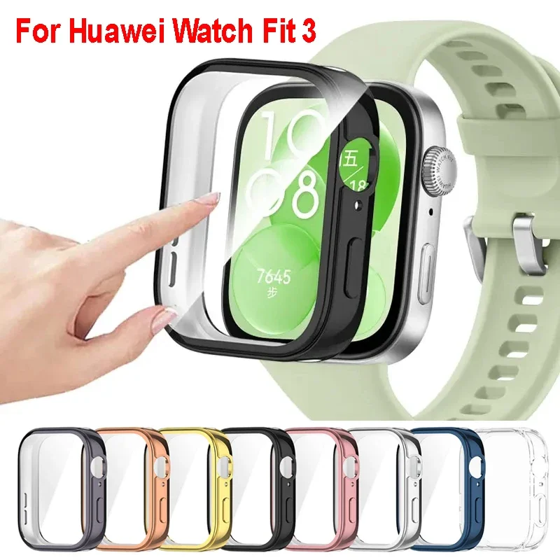 Fundas para Huawei Watch Fit 3, Protector de pantalla, funda suave de TPU, carcasa de parachoques de cobertura completa para Huawei Watch Fit 3, cubierta protectora