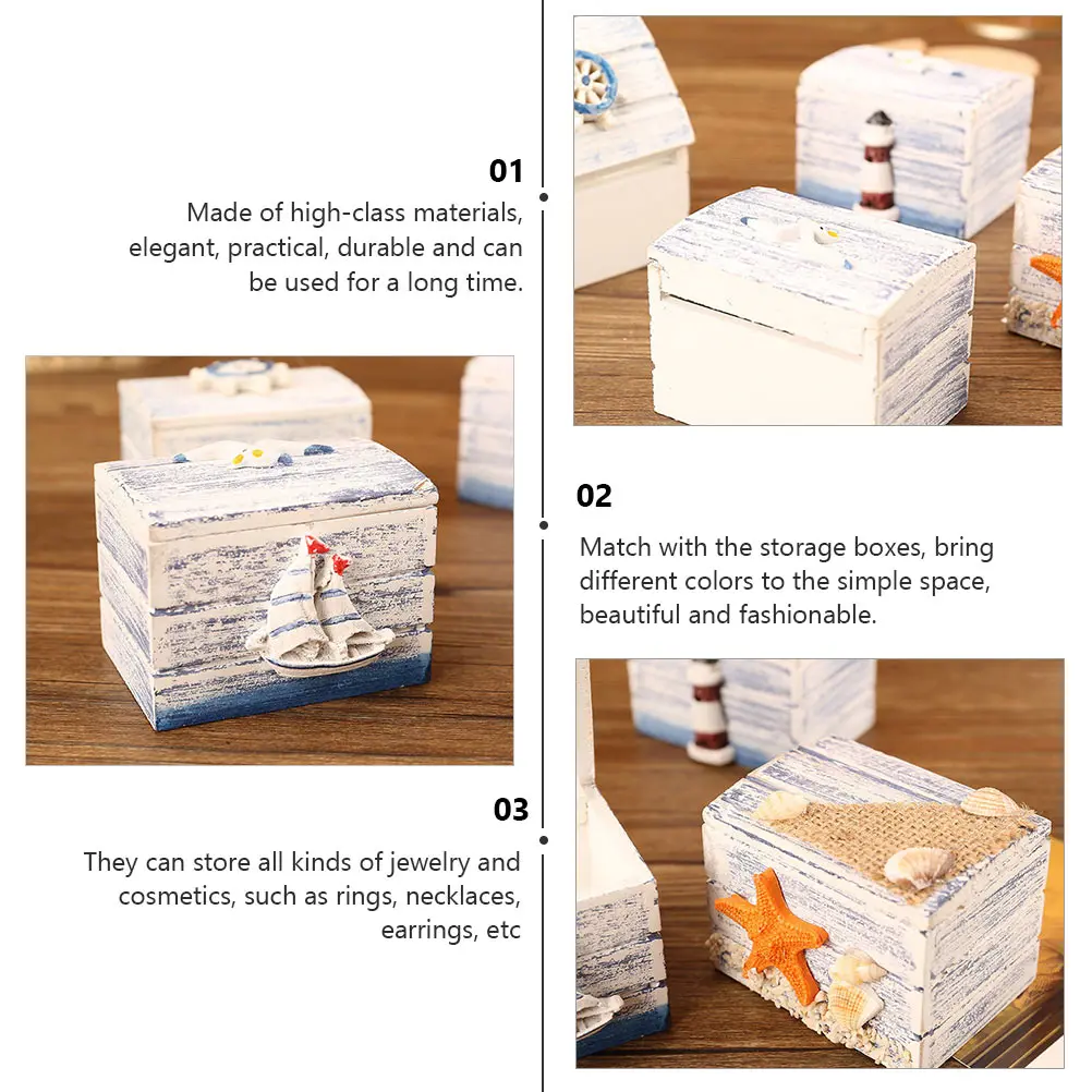 

2pcs Wooden Jewelry Box Makeup Storage Container For Rings Necklaces Earrings Desktop Organizer Sundries Storage Case Decorative