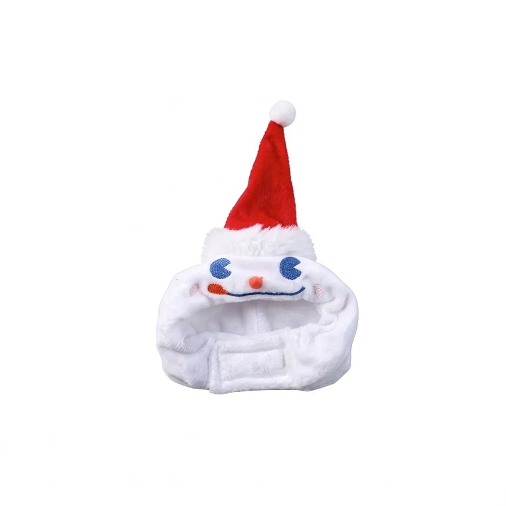 Adjustable Snowman Pet Christmas Hat Soft Plush Anti Slip Dog Xmas Plush Hat Skin Friendly Comfortable Dog Holiday Headgear