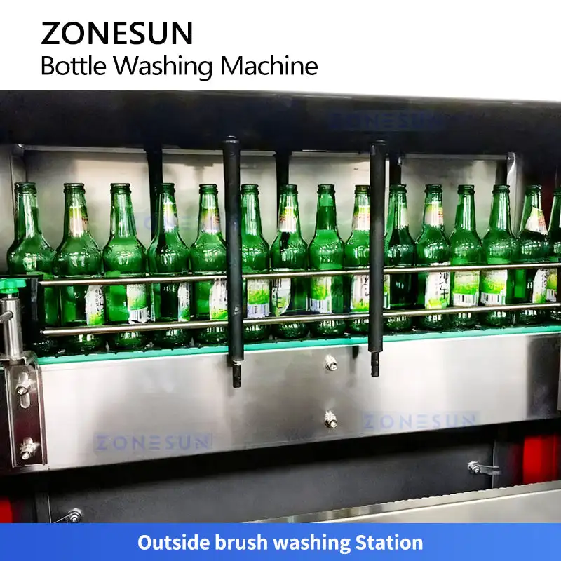 ZONESUN ZS-WB15 Automatic Tunnel Glass Bottle Washing Machine Max 8000 BPH Linear Beer Wine Jar Rinsing Cleaning Equipment