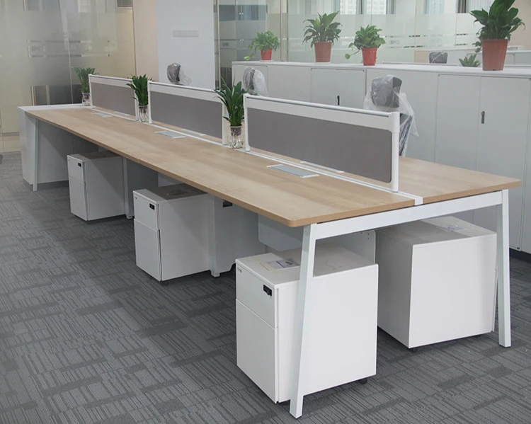 Modern Commercial Office Desk Metal Frame Benching Staff Work Station Table With Screen Divider