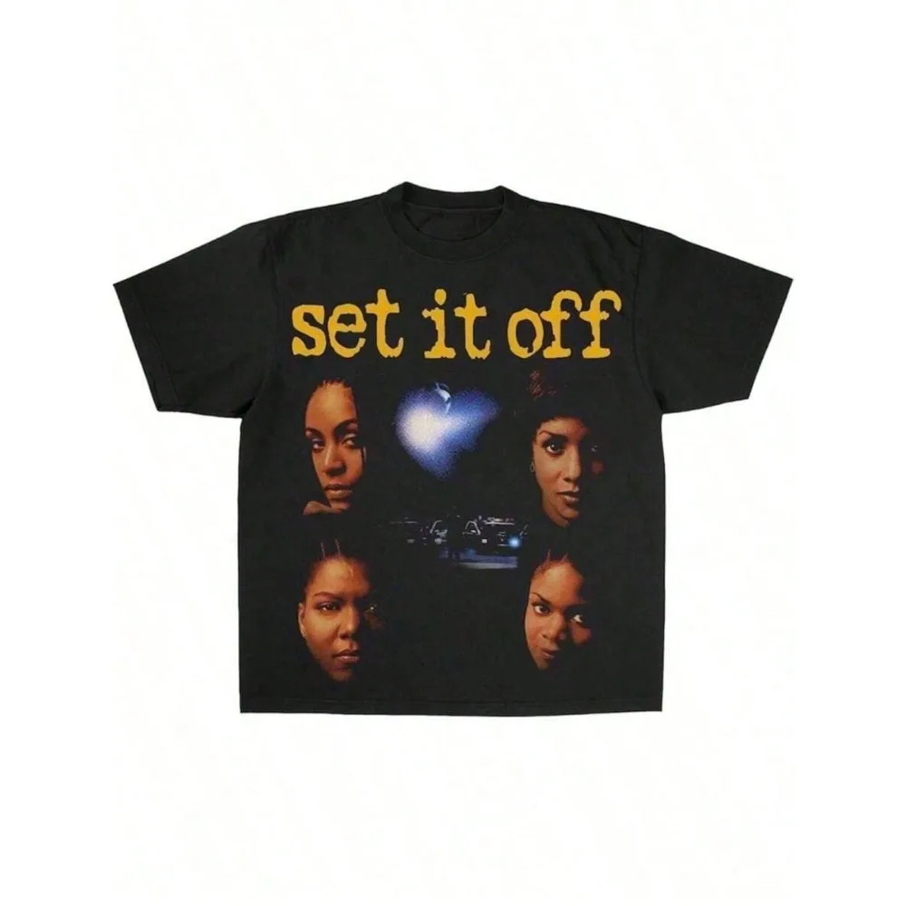 Retro-stijl uit de jaren 90 en jaren 2000 "Set It. Uit." film T-shirt retro Y2K los streetstyle patroon heren- en dames-T-shirt