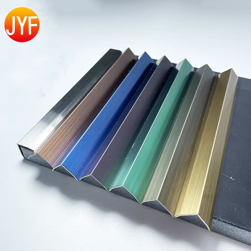 custom.ZZ0024 Factory L Shape All in One Corner Protective Finished Metal Ceramic Tile Trim Golden Ss Profile