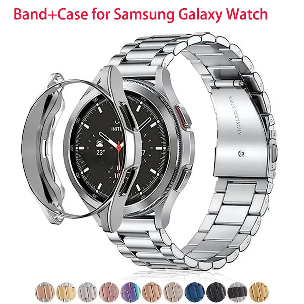 Band+Case for Samsung Galaxy Watch 7 6 5 4 44mm 40mm Classic 46mm 42mm 43mm Stainless Steel Bracelet Galaxy 5 Pro 45mm Strap