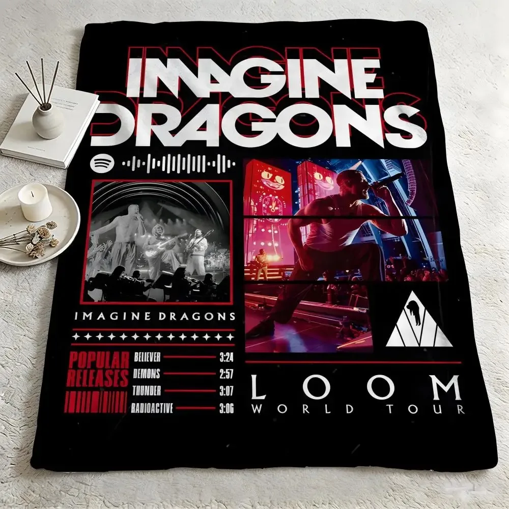 music I-Imagine Dragons-s Throw Warm Soft Flannel Blanket, Multi-use for Sofa Bed Camping Travel Nap
