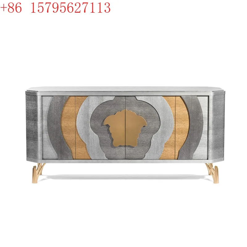 

Входной шкаф для домашнего хранения, итальянский легкий роскошный металлический шкаф с краями из цельного дерева, декоративный шкаф для спальни