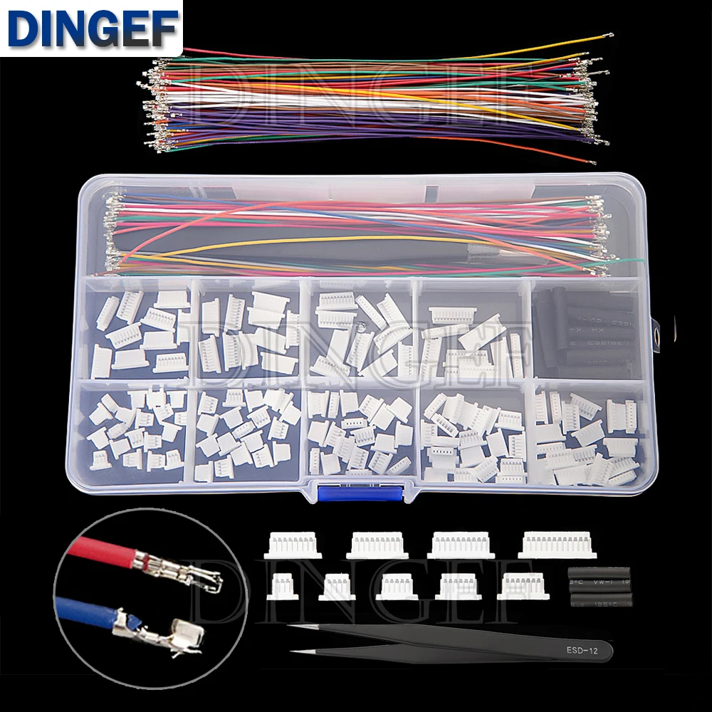 SH1.0MM JST 1mm Cable Connector Kit JST Male Header 3P-12P with 28AWG Crimped With Terminal for GPS Racing Drone Wire