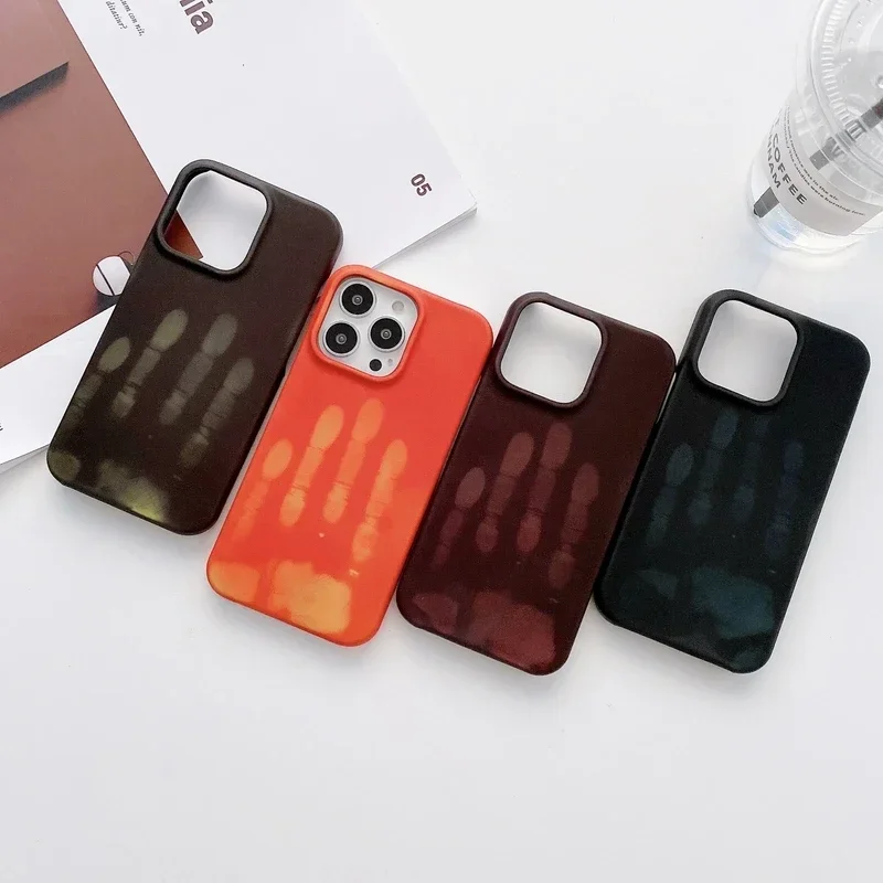 ins Thermal Heat Induction Sensor Phone Cases For iPhone 15 14 12 Mini 13 Pro MAX 11Pro MAX XR XS MAX 7 8 Plus Protective Cover