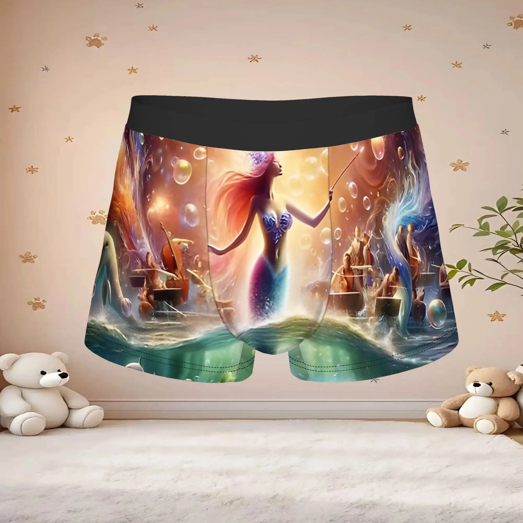 1pc Popular Mermaid Music Apron boxers  adults  Breathbale Panties Men's Underwear Print Shorts Boxer Briefs