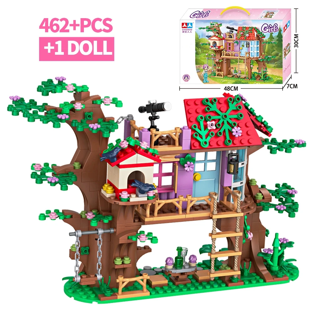 City Friends Birdy's Tree House Building Blocks Sets MOC Telescope Garden Swing Stairs Houses Figures Bricks Toys for Kids Gifts