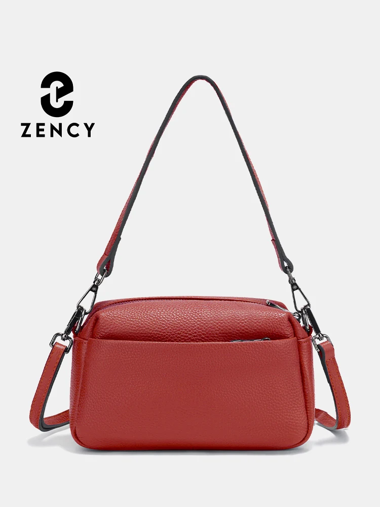 

Zency Coral Red Women's bag Soft Leather Women's Small Crossbody Bag Fashion Shoulder Bags Grey Blue Satchels Top Many Pockets
