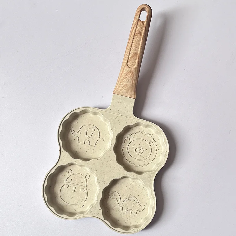 Egg Frying Wheat Rice Stone Flat Bottomed Small Pancake Pan Non Stick Household Four Hole Pan Egg Frying Tool