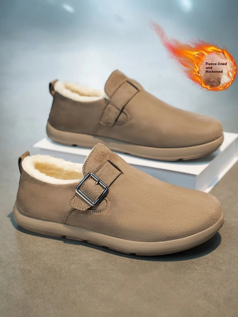 

Birkent Men's Winter Thickened Fleece Lined Warm Cold Resistant Snow Boots Slip on Casual Soft Bottom Cotton Shoes