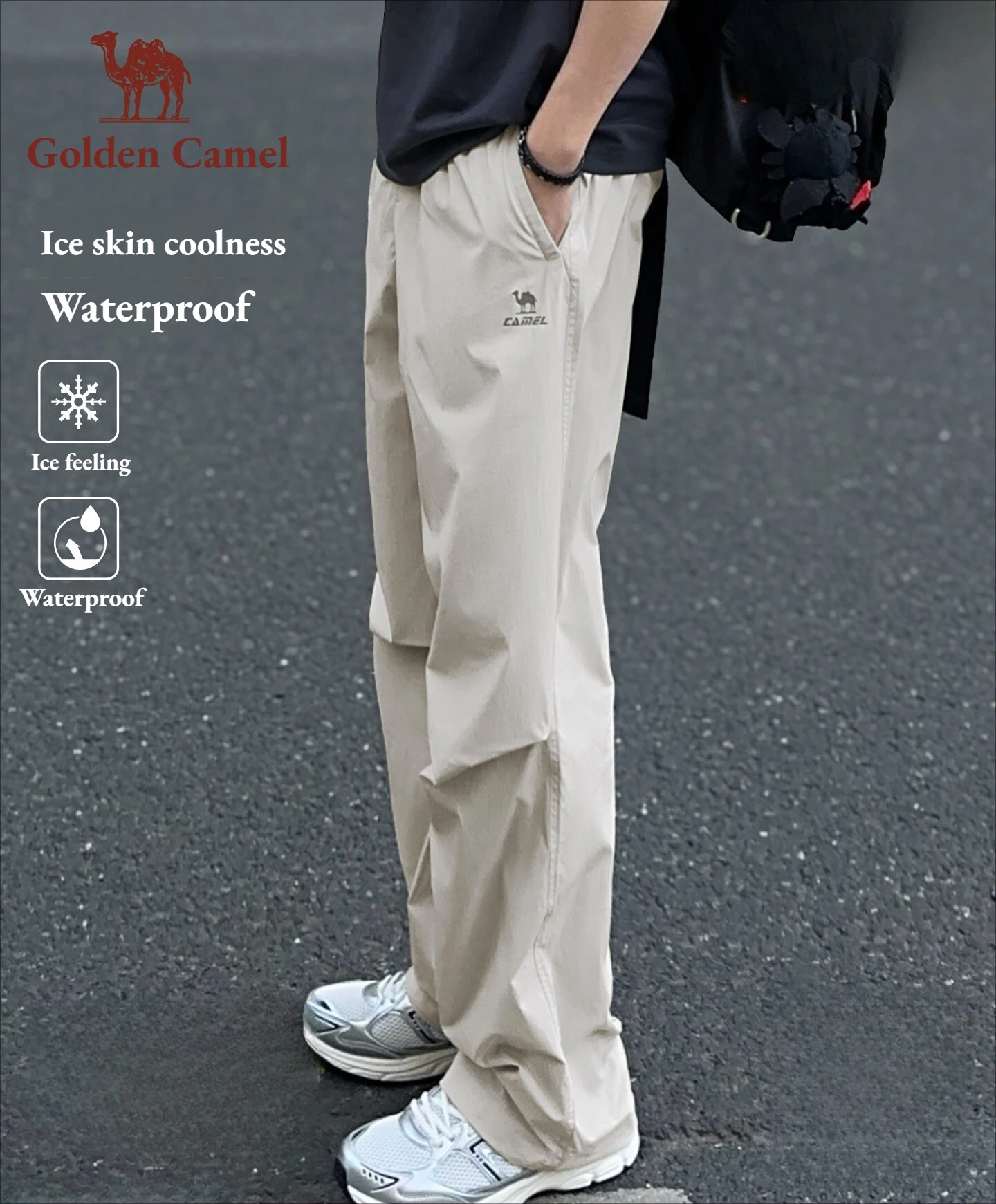 Golden Camel Men's Waterproof Hiking Pants Outdoor Sports Casual Quick Dry Camping Climbing Soft Shell Windproof Rain Trousers