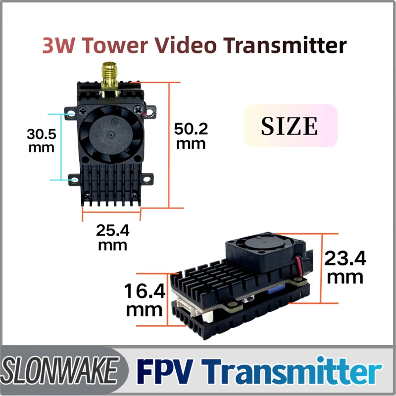 SLONWAKE 5.8G 3000mW Simulation VTX FPV Video Transmission Module 48CH High power Built-in overheat protection For RC FPV Drone