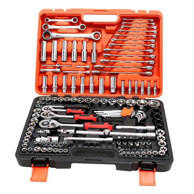 Auto repair tool set, multi-function socket wrench and tube combination toolbox set, suitable for automotive and home use
