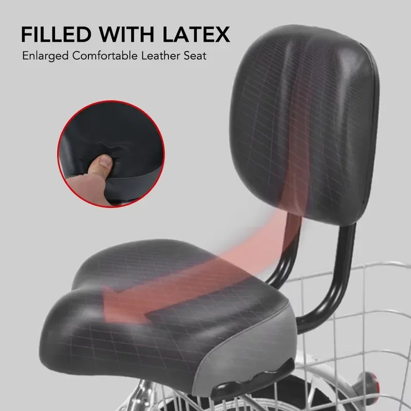Wide Comfort Bicycle Seat With Backrest Ergonomic Saddle For Men Women Fit Electric Bikes Stationary Spinning Exercise Bikes