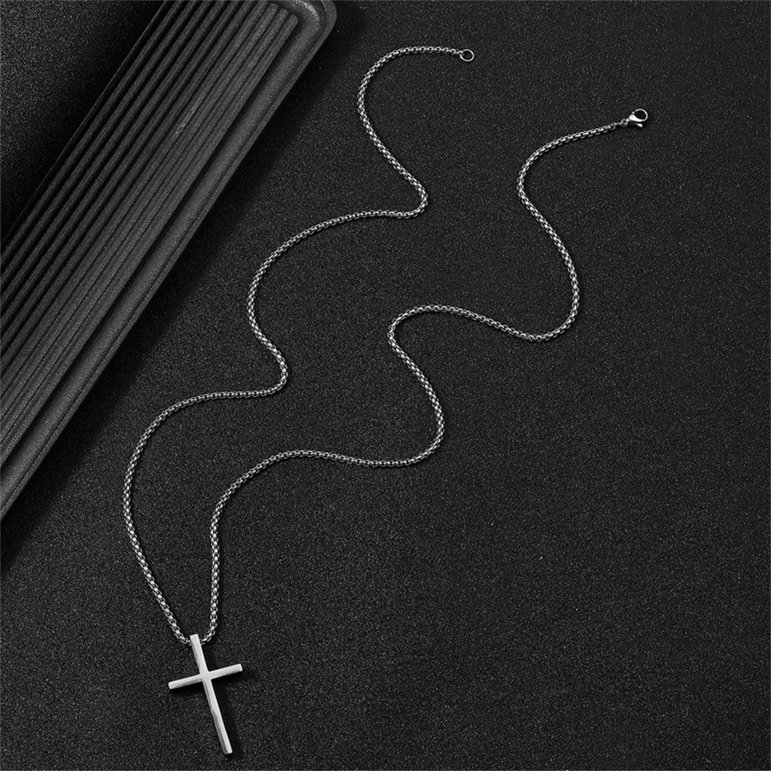 Stainless Steel Cross Pendant Necklace for Men Women Minimalist Jewelry Male Female Prayer Necklaces Chokers Fashion Jewelry Gif