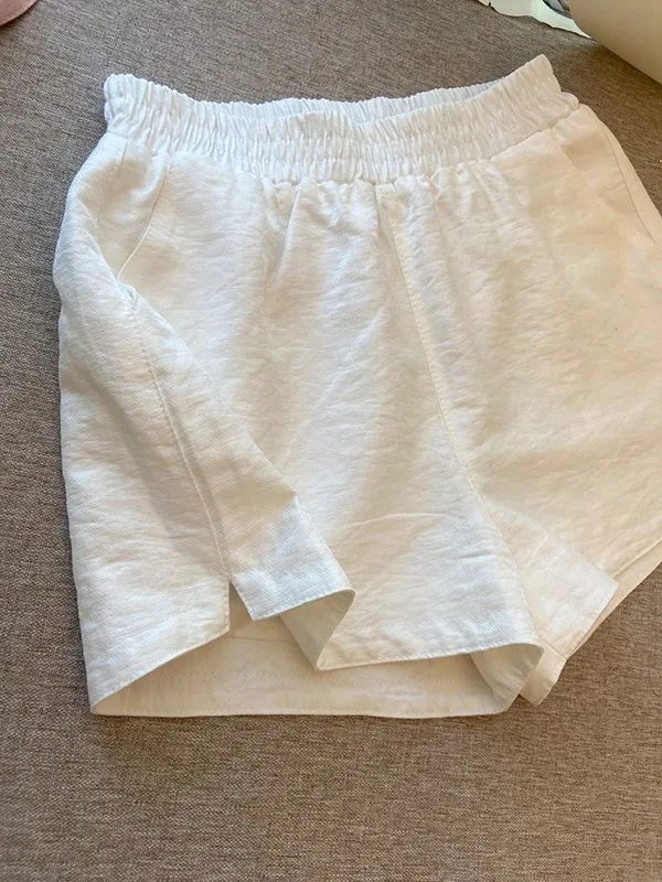 Women S Cotton White Shorts Summer Thin Loose Solid Casual Comfy High Waist Side Slit Breathable Fashion Streetwear New Arrival