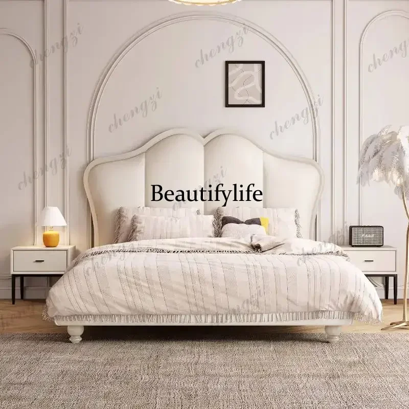 Minimalist Decoration Double Bed Luxury Design White Modern Double Bed Storage Wooden Cama Matrimonial Furniture For HomeN138