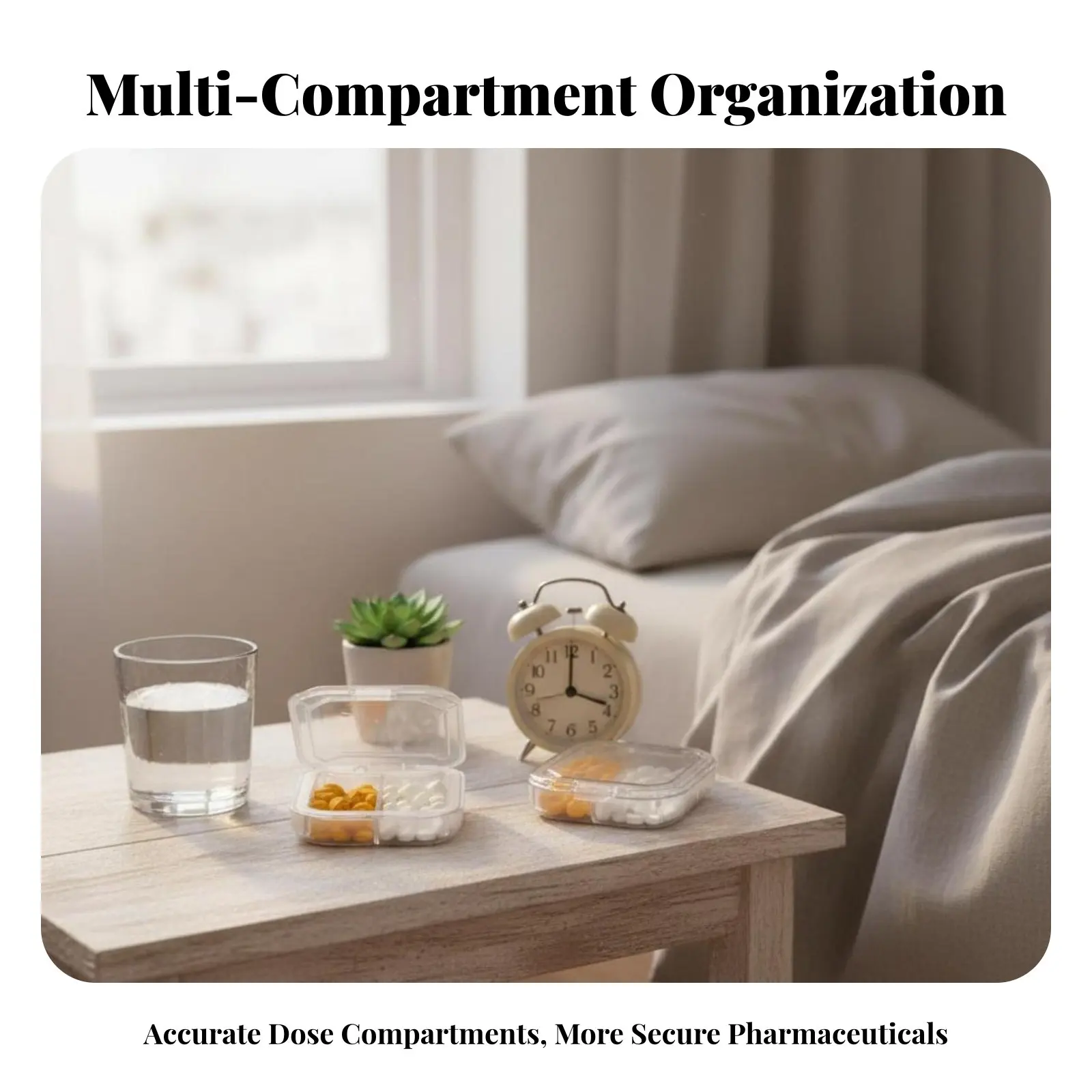 

8-Compartment Box Everyday Prescriptions Management Medication Organizer Small-Sized Size Moistureresistant for Patients