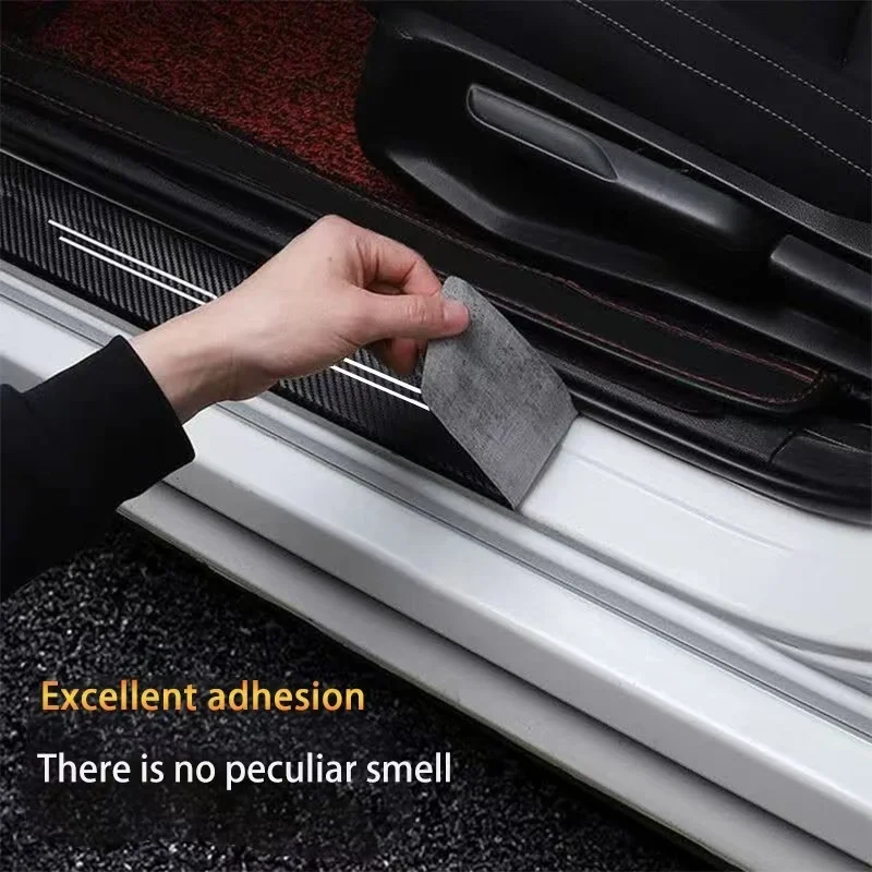 New Universal lmitation Carbon Fiber Leather Car Door Sill Protection Strip Tough And Durable Decorative Car Sticker Accessories