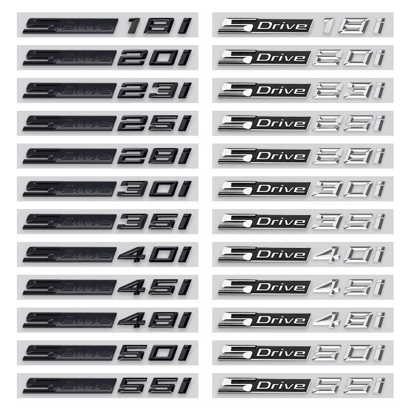 

SDRIVE 18i 20i 23i 25i 28i 30i 35d 40d 45i 48i 55i car logo stickers for X1 X5 3 7 sdrive i d displacement side tail trunk label