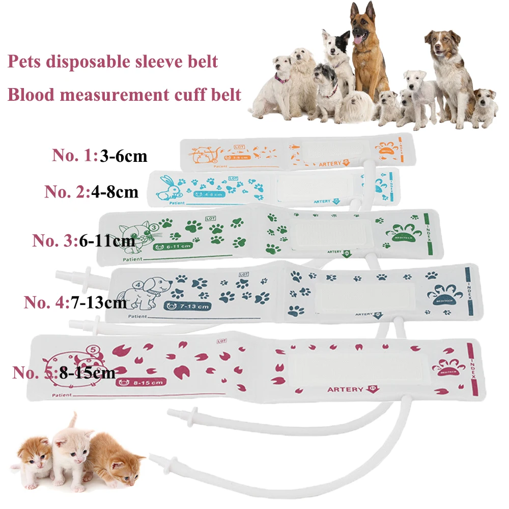 Professtional Avarian Pet Cat Dog Disposer Blood Pressue Monitor Cuff Non -Woven Animal Sleeve Blockbus Strap With Connector