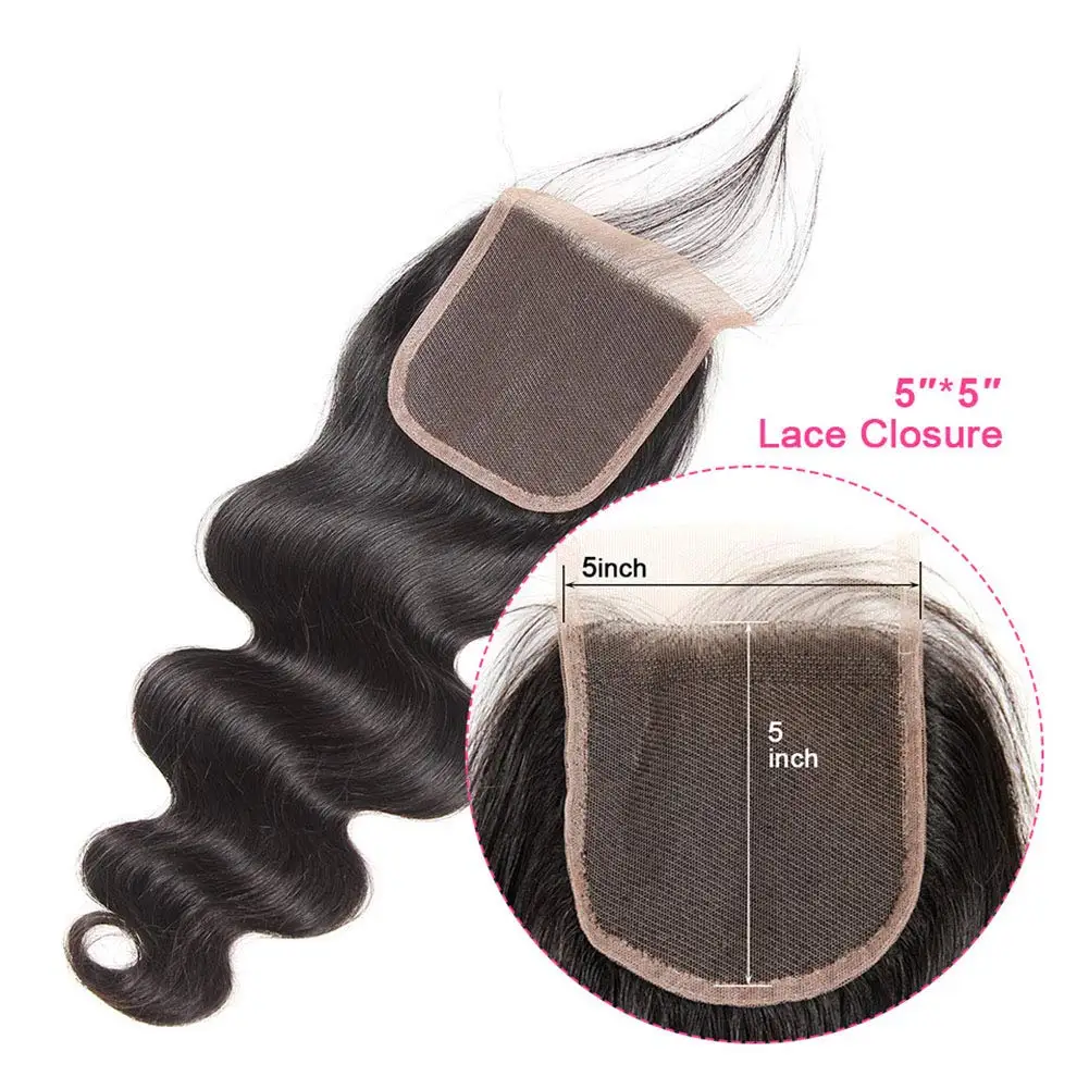 Wigqueen Hair 5x5 Closure HD Lace Body Wave Human Hair Invisible Transparent 4x4 Swiss Lace Closure Only Pre Plucked Baby Hair