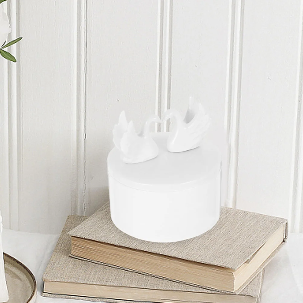 

2 шт., органайзер для ювелирных изделий, керамическая коробка с крышкой, статуя лебедя, тисненый контейнер для хранения колец, серег, свадебный подарок, рабочий стол