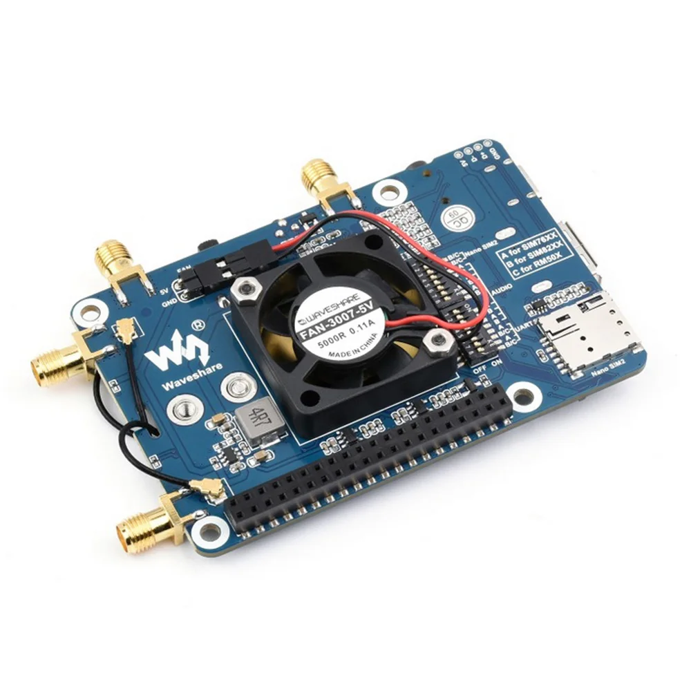 TopElec SIM82XX-M2 5G HAT For Raspberry Pi Quad Antennas 5G NSA Multi-Band 5G/4G/3G Compatible With Case(Optional)