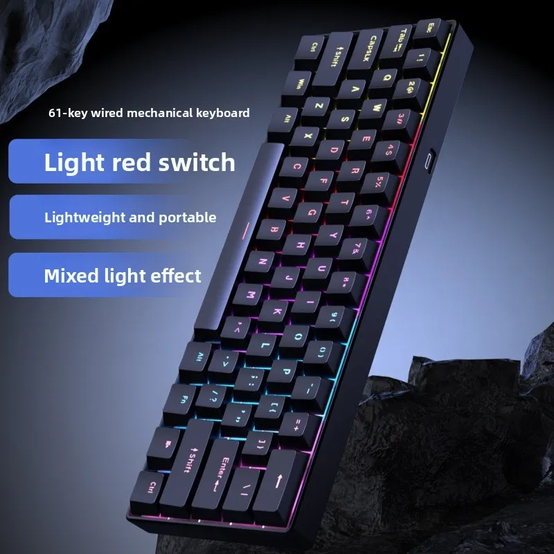 

New 61-key wired mechanical key keyboard suitable for laptops, e-sports games, luminous business office