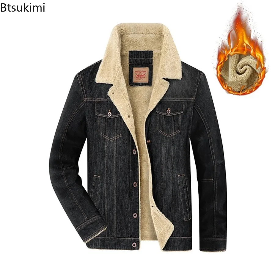 Plus Size 6XL 7XL New Men's Winter Clothing Vintage Casual Denim Jackets Thicken Fleece-lining Men Warm Parka Jackets Streetwear