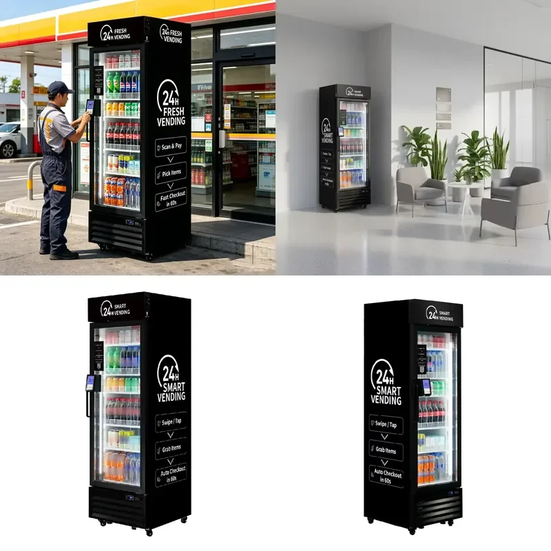 for HAHA Vending 360 AI Smart Vending Machine Snack Drink Combo Cashless Credit Card Payment SDK Compressor Cooling Digital