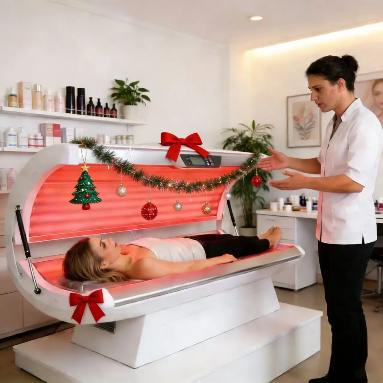 

Коммерческая спа-кабина для омоложения кожи: кровать для красно-световой терапии, отбеливания кожи, стимуляции коллагена, спа-процедур и омоложения всего тела.