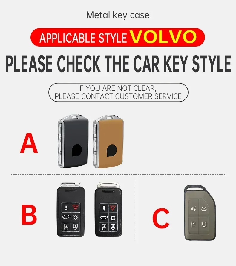 Zinc alloy key cover shell car chain key case for volvo fh16 rc FM EVRO 6 fh truck accessories semi 4 buttons