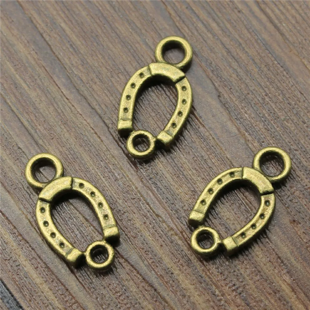 WYSIWYG 20pcs 18x10mm Lucky Horseshoe Charm Horse Shoe Charms Connector Horseshoe Connector Charms