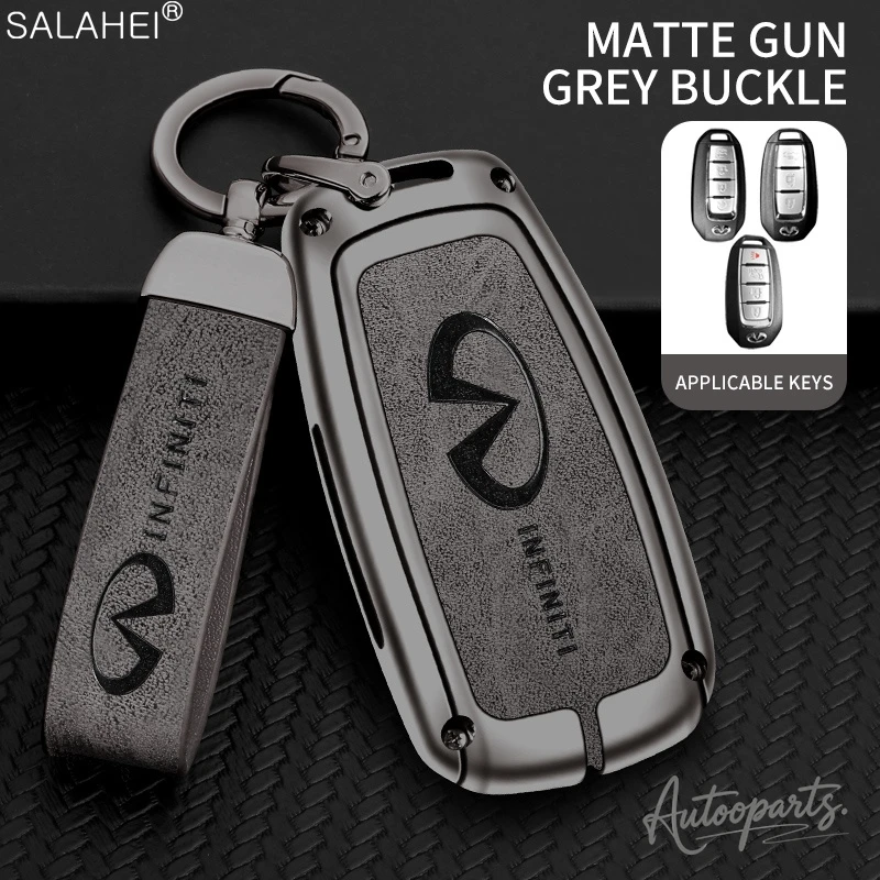 Alloy Leather Car Key Case Cover For Infiniti Q50 Q60 Q70 QX50 QX60 QX70 G25 FX JX35 FX25 FX35 EX35 FX37 Auto Keychain Accessory view 4