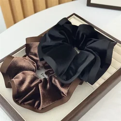 Simple Velvet Large Intestine Hair Band High Sense Ruffle Leaf Edge Headrope Women's Golden  Flower Temperament  Hair Rope