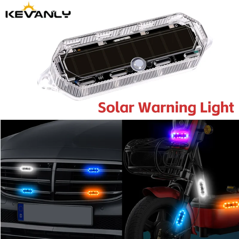 1pc Solar Flashing Warning Lamp LED Mortorcycle Night Ride Tail Indicator Light Strobe Light for Motorcycle Car Vehicle Bicycle