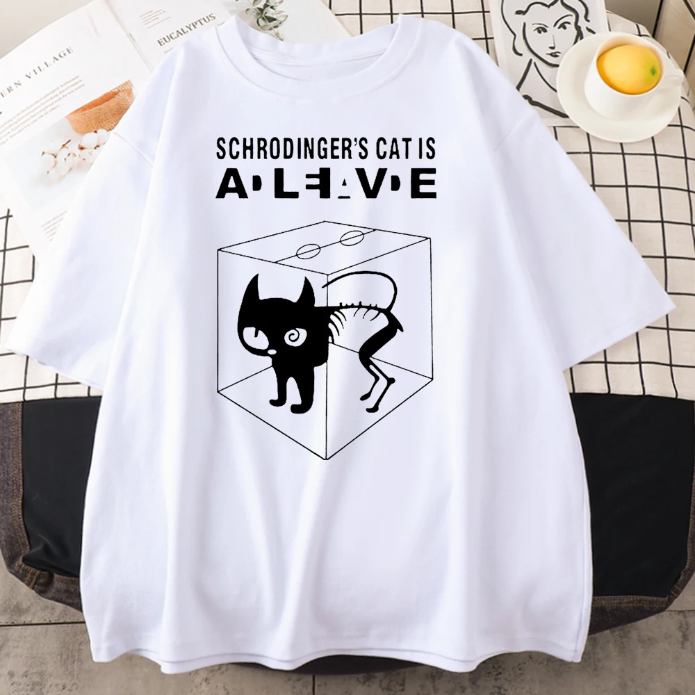 The Big Bang Theory Schrodinger's Cat Women T-shirts Pattern 2024 Summer Fashion Casual T Shirt Streetwear Hip Hop Brand Top Tee