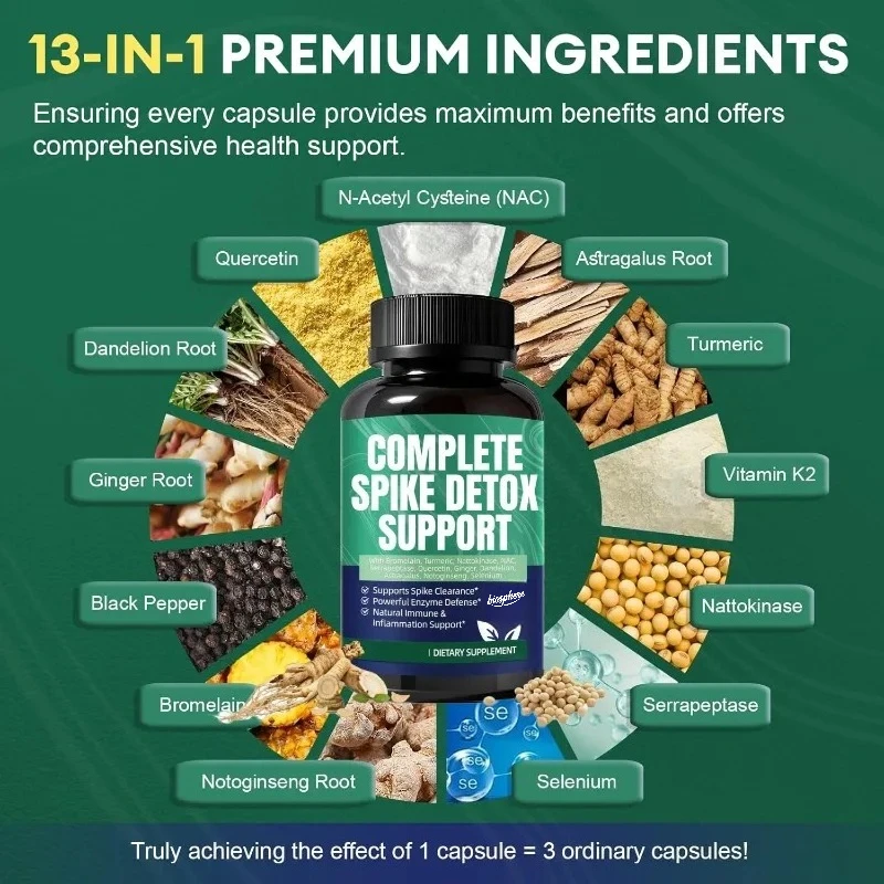 8000 FU nattokinase supplement with bromelain and curcumin for immune and antioxidant health -60 capsules
