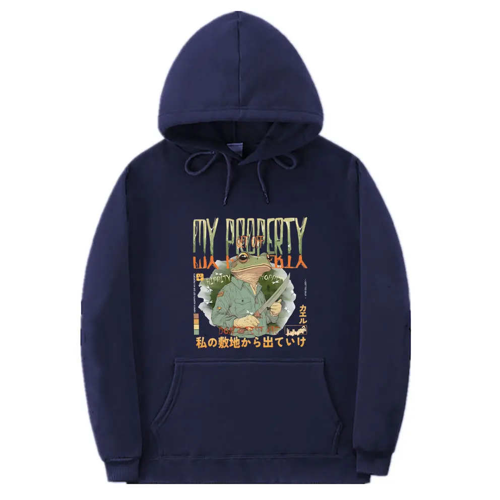 Hippity Hoppity Get Off My Property Frog Hoodie Men Women Japanese Vintage Casual Oversized Tracksuit Men's Fashion Sweatshirt