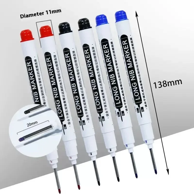 5Pcs 20mm Deep Hole Long Nib Head Markers for Metal Perforating Pen Waterproof Bathroom Woodworking Decoration Multi-Purpose image 4