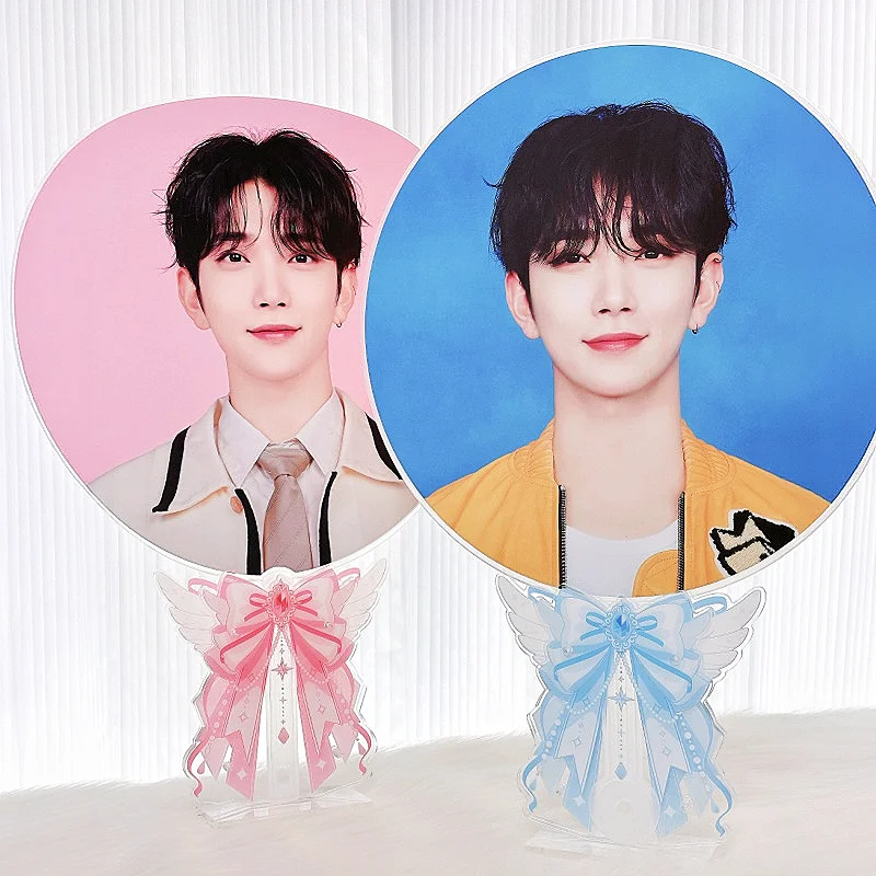 Angel Bow Wing Acrylic Fan Display Stand, Protective Storage Holder for Kpop Concert Hand Fans, Desktop Shooting Decor Layout