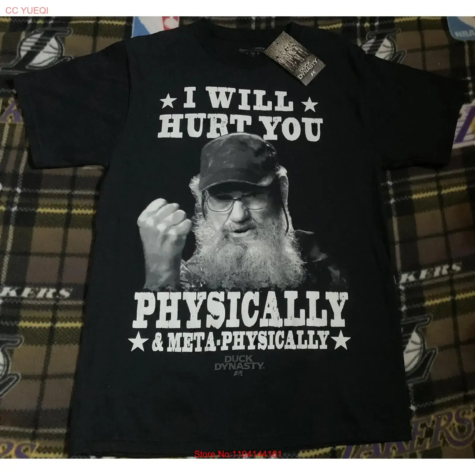 Rare Official A E Duck Dynasty 2013 Si Robertson I Will Hurt You T Shirt Sz M NWT long or short sleeves vintage Washed