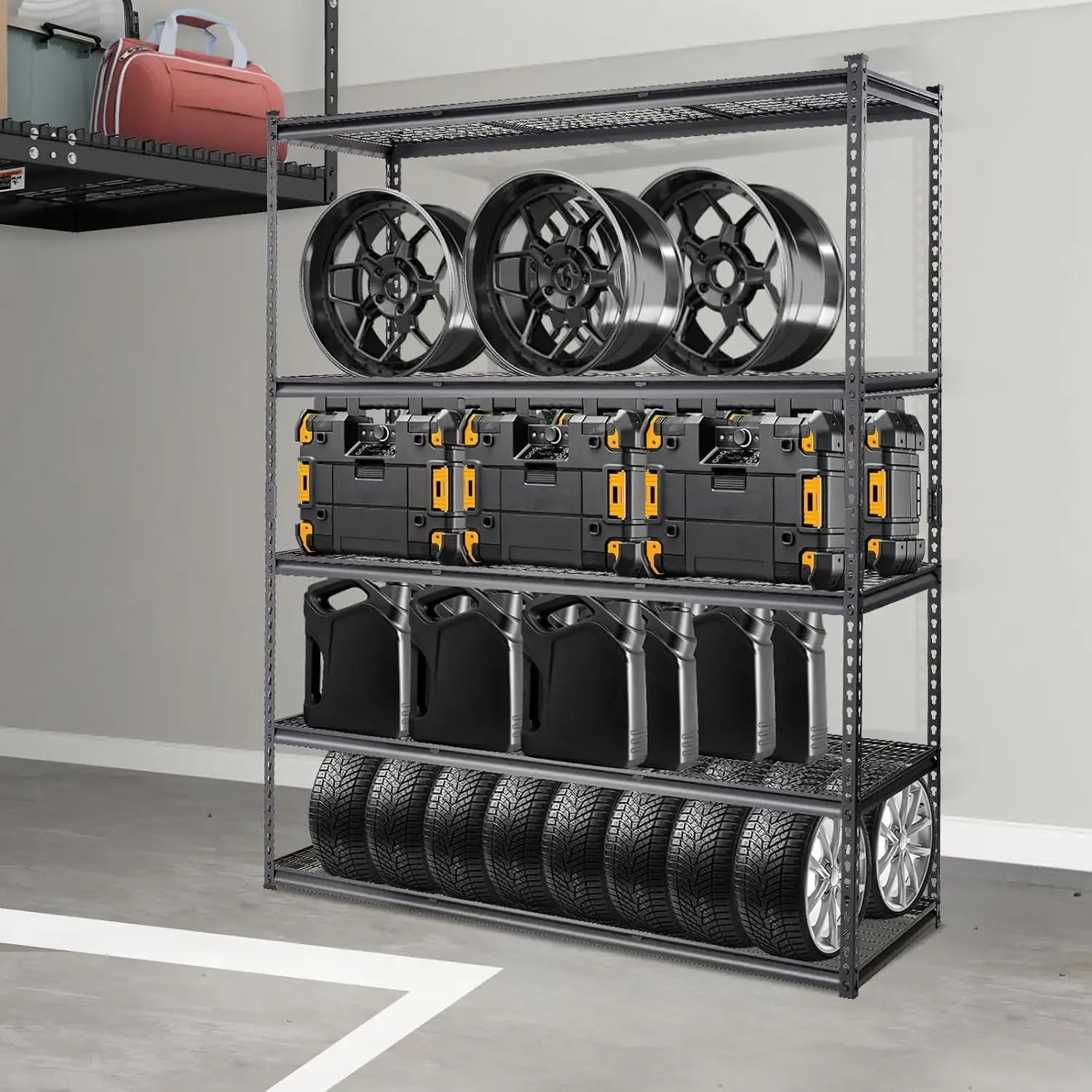 Storage Shelving Unit 5-Tier Adjustable 2000 lbs Capacity Black | Heavy Duty Garage Shelves Metal Organizer Wire Rack, 60
