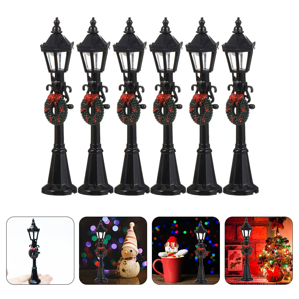 

6 Pcs Street Light Model Mini Garden Decor Prop Scene Lamp Sand Table Accessory for Tiny House Adornment Miniature