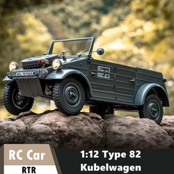 FMSRC Car 1:12 Type82 Kubelwagen modello elettrico a quattro ruote motrici a velocità variabile veicolo retrò WWII bambini giocattoli per adulti regalo